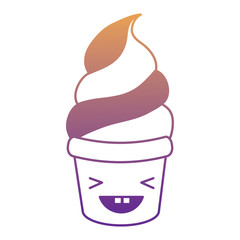 kawaii ice cream soft serve icon over white background, vector illustration