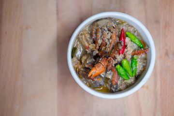 Crab in coconut soup or Crab stew - Selective focus, Thai foods