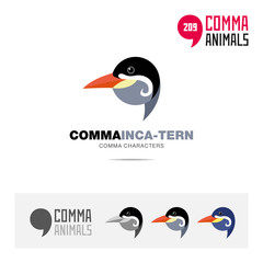Inca Tern bird concept icon set and modern brand identity logo template and app symbol based on comma sign