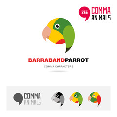 Barraband parrot bird concept icon set and modern brand identity logo template and app symbol based on comma sign