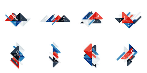 Set of triangle options infographics, data visualization layouts