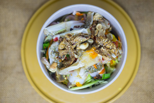 Thai style blue swimming crab spicy salad
