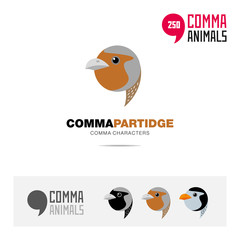 Partidge bird concept icon set and modern brand identity logo template and app symbol based on comma sign