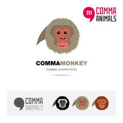 Monkey Ape animal concept icon set and modern brand identity logo template and app symbol based on comma sign