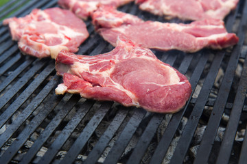 Fresh steak on grill