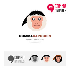 Capuchin Ape animal concept icon set and modern brand identity logo template and app symbol based on comma sign