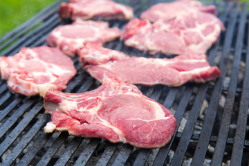 Fresh steak on grill