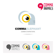 Elephant animal concept icon set and modern brand identity logo template and app symbol based on comma sign