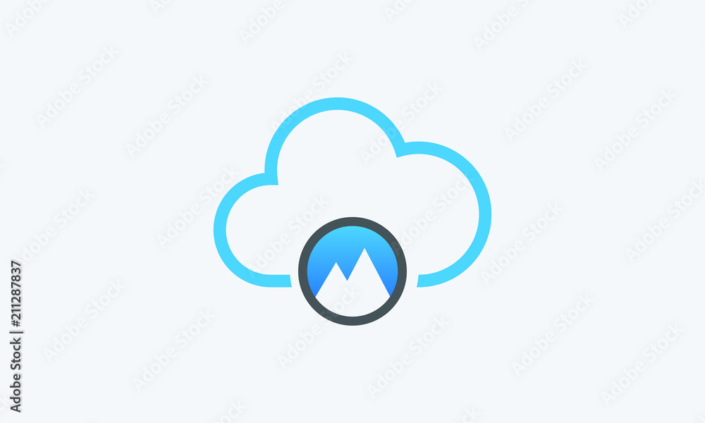 Poster cloud database vector  icon