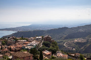 Fototapeta na wymiar Panorama view from Taormina, Italy
