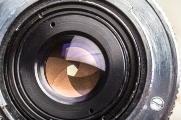 Camera lens close up