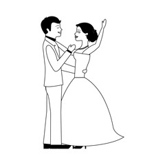 married couple dancing avatar character vector illustration design