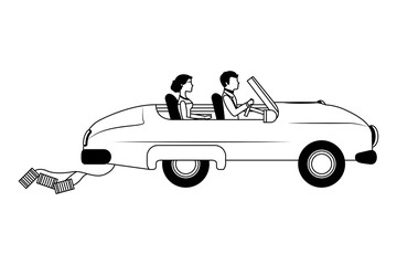 Obraz premium just married couple in car isolated icon vector illustration design