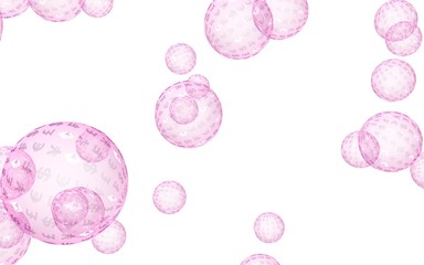 Bitcoin economic financial bubble. Cryptocurrency 3D illustration. Business concept. Pink bubbles on white background. Bit, Coin, mining concept