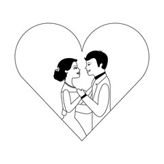 married couple in heart isolated icon vector illustration design