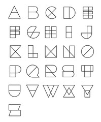 Line geometric font design. Abstract modern lettering. Vector alphabet set.