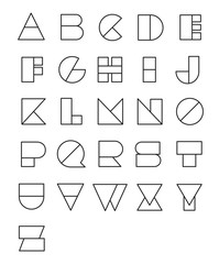 Line geometric font design. Abstract modern lettering. Vector alphabet set.