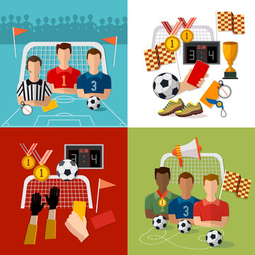 Soccer set, football team, signs and symbols of professional soccer elements