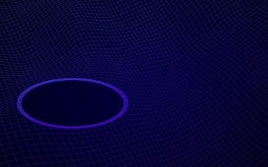 Abstract landscape on a blue background. Cyberspace grid. Hi-tech network, technology. 3D illustration. Mockup