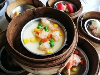 steamed egg and shrimp topping