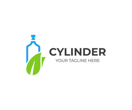 CO2 Cylinder Logo Template. Clean Environment Vector Design. Carbon Dioxide Cylinder Logotype