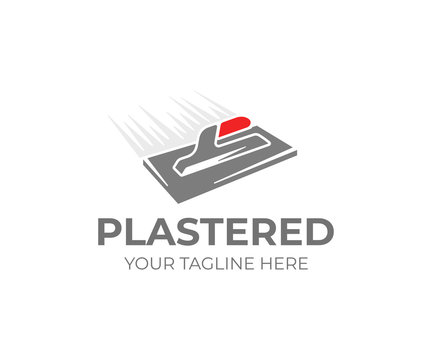 Plastering trowel logo template. Plasterer tool vector design. Plaster work logotype