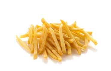 pile of french fries on a white background