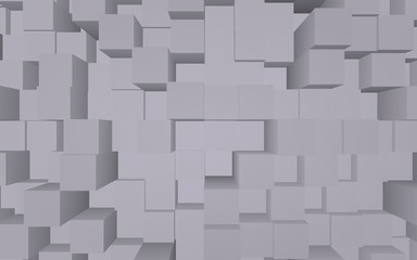 Abstract gray elegant cube geometric background. Chaotically advanced rectangular bars. 3D Rendering, 3D illustration