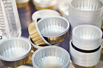 Forms for baking from metal foil in shop
