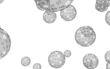 Bitcoin economic financial bubble. Cryptocurrency 3D illustration. Digital white background. Business concept.