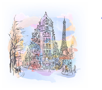 Paris watercolor sketch