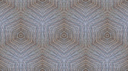 Beautiful Geometric Kaleidoscope  Abstract Seamless Pattern or Texture Created from Dried Natural Papyrus Woven Mat for Background, Backdrop, or Wallpaper.