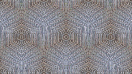Beautiful Geometric Kaleidoscope  Abstract Seamless Pattern or Texture Created from Dried Natural Papyrus Woven Mat for Background, Backdrop, or Wallpaper.