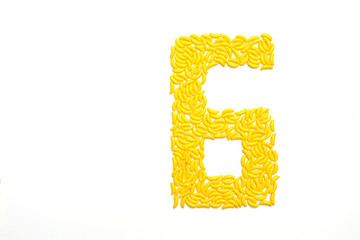 Number six made from banana candy