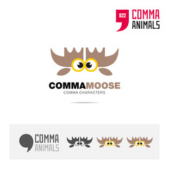 Moose animal concept icon set and modern brand identity logo template and app symbol based on comma sign