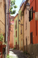 Fototapeta premium Malerische bunte Gasse in Bosa, Sardinien