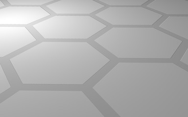 Honeycomb on a gray background. Perspective view on polygon look like honeycomb. Extruded (bump) cell. Isometric geometry. 3D illustration