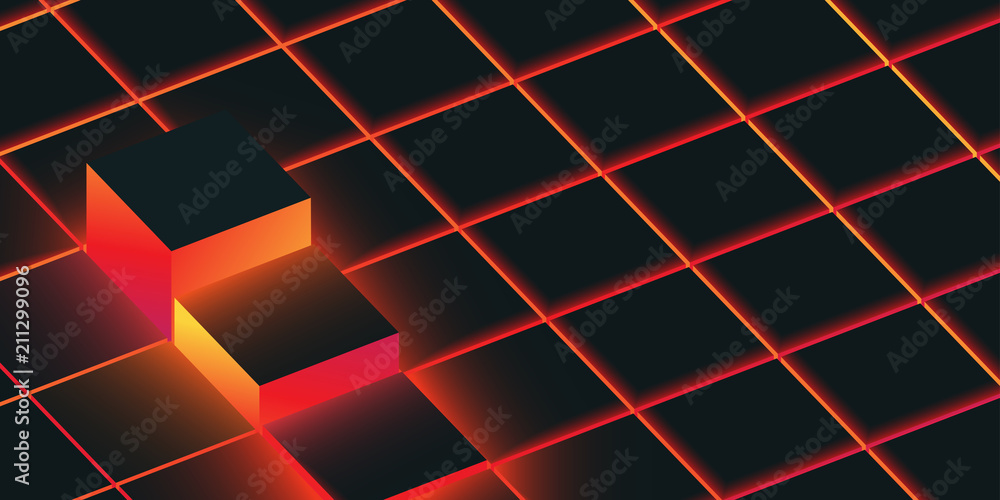 Wall mural black and red shiny spectrum 3d web background.
