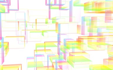 Colorful abstract digital and technology background. The pattern with repeating rectangles. 3D illustration