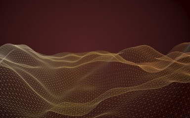 Abstract landscape on a brown background. Cyberspace grid. Hi-tech network. 3d technology illustration. 3D illustration