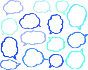 Coold color Speech balloon with Bold line set