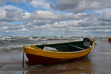 Fototapeta premium Fishing boat on the beach of Debki