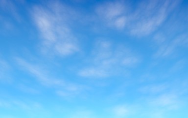 Cumulus white clouds in the clear blue sky in the morning. Blue sky background with white clouds. 3D illustration