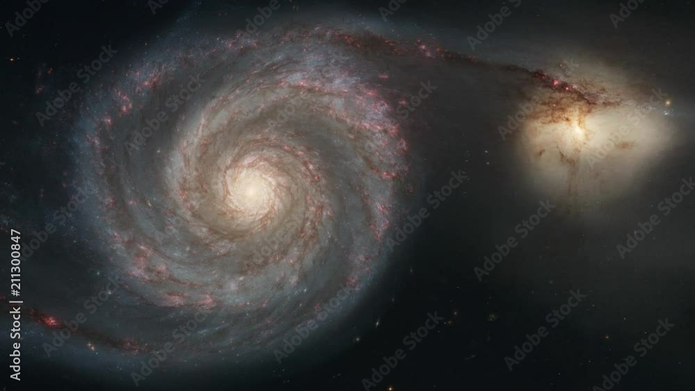 Wall mural 4k nasa cinemagraph collection - m51 whirlpool galaxy with ngc 5194 companion galaxy