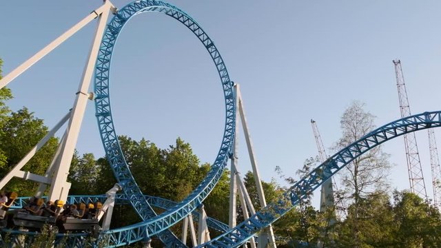 Roller coaster in an amusement park.