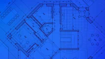 vector architectural plan - abstract architectural blueprint of a modern residential building / technology, industry, business concept illustration: real estate, building, construction & architecture