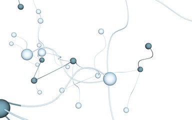 Neural network. Social network. Futuristic dna, deoxyribonucleic acid. Abstract molecule, cell illustration, mycelium. Light background. 3D illustration