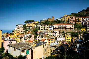 Fototapeta premium Horizontal View of the Town of Riomaggiore.