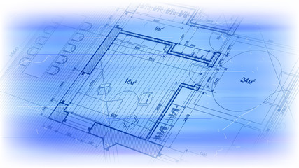 vector architectural plan - abstract architectural blueprint of a modern residential building / technology, industry, business concept illustration: real estate, building, construction & architecture