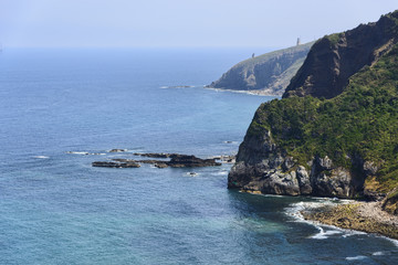 San Juan de Gaztelugatxe in front of the hermitage on the coast of Vizcaya